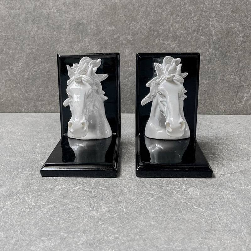 Home Artisan Wilbur Horse Bookends - White