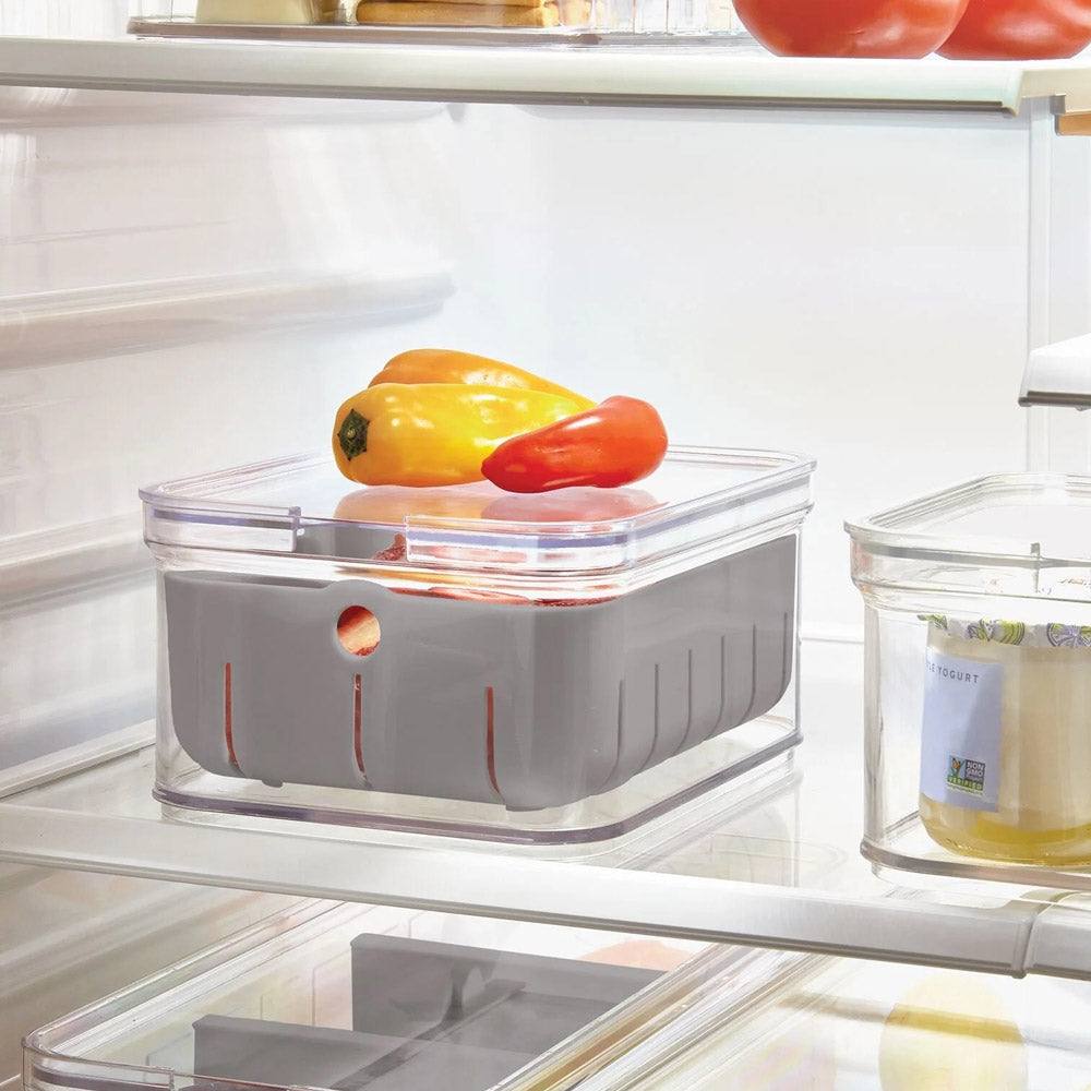 iDesign Crisp Berry Bin with Lid Grey Modern Quests