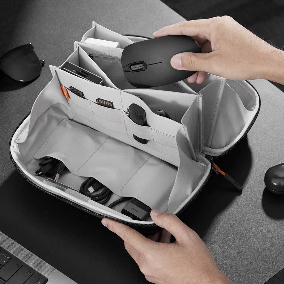 Inateck AB03007 Kabeltas – Organizer Met 12 Vakken, 180° Open, 1200D Polyester – Voor Laptopaccessoires