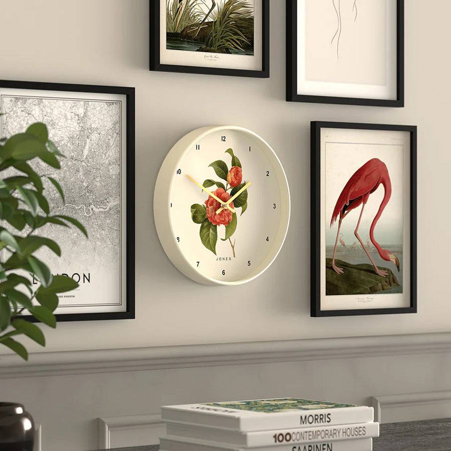 Jones Clocks Botanical Wall Clock 30cm - Whipped Cream