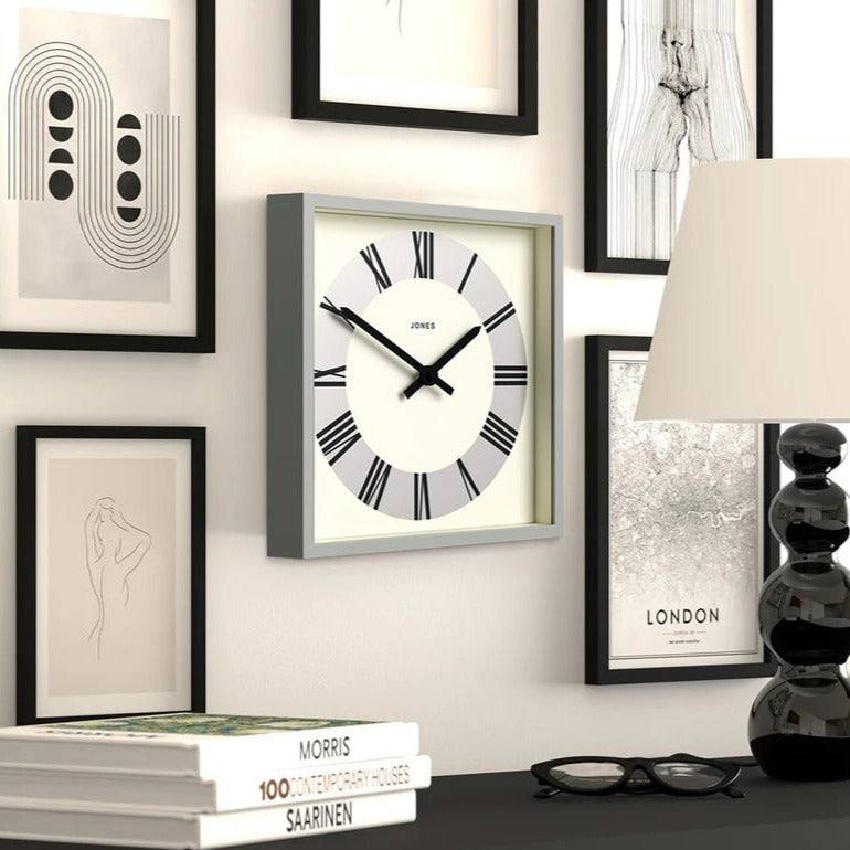 Jones Clocks Box Roman Wall Clock - Grey