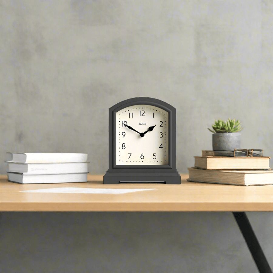 Jones Clocks Tavern Table Clock - Blizzard Grey