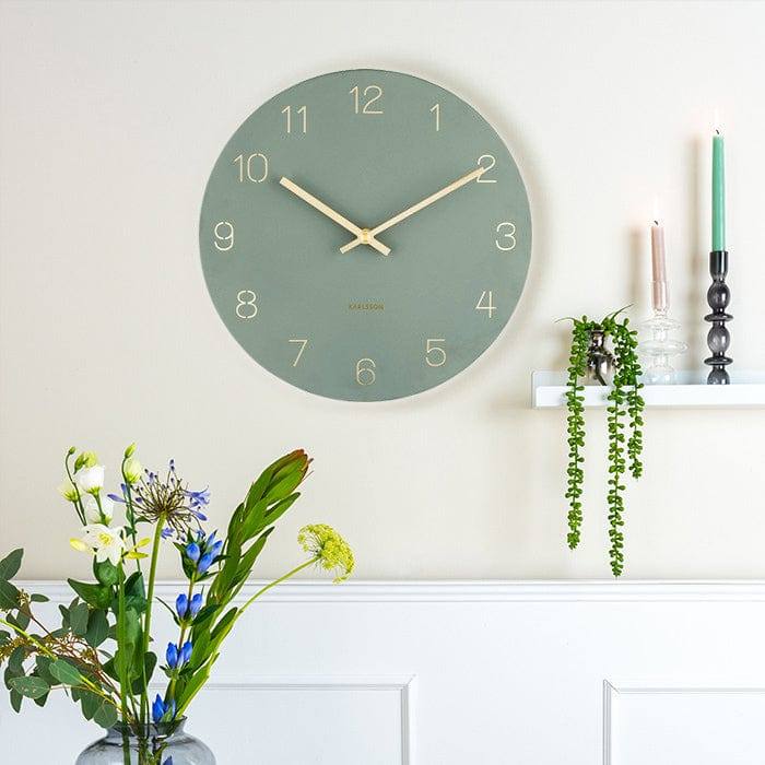 Karlsson Netherlands Charm Engraved Numbers Wall Clock 30cm - Jungle Green