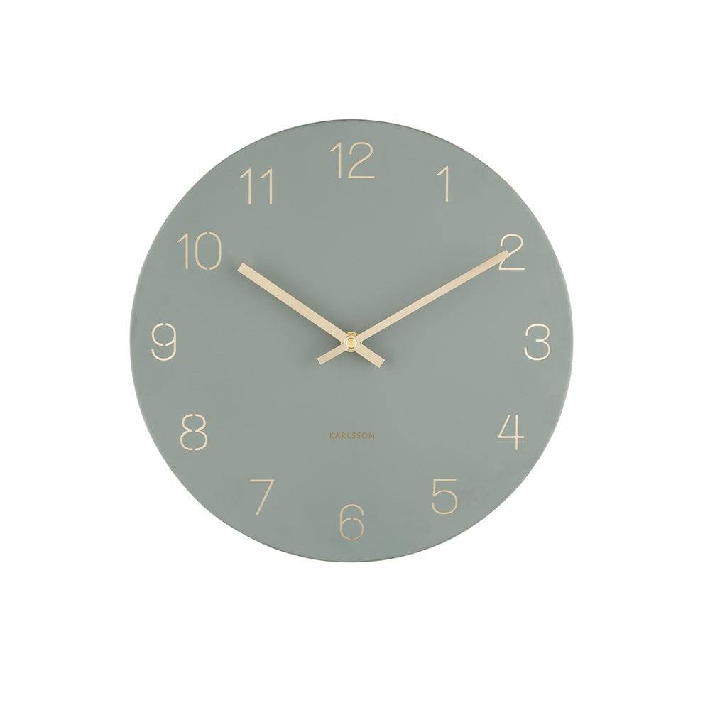 Karlsson Netherlands Charm Engraved Numbers Wall Clock 30cm - Jungle Green