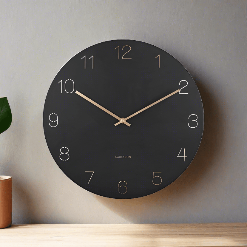 Karlsson Netherlands Charm Engraved Numbers Wall Clock 40cm - Black