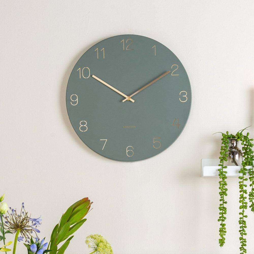Karlsson Netherlands Charm Engraved Numbers Wall Clock 40cm - Green
