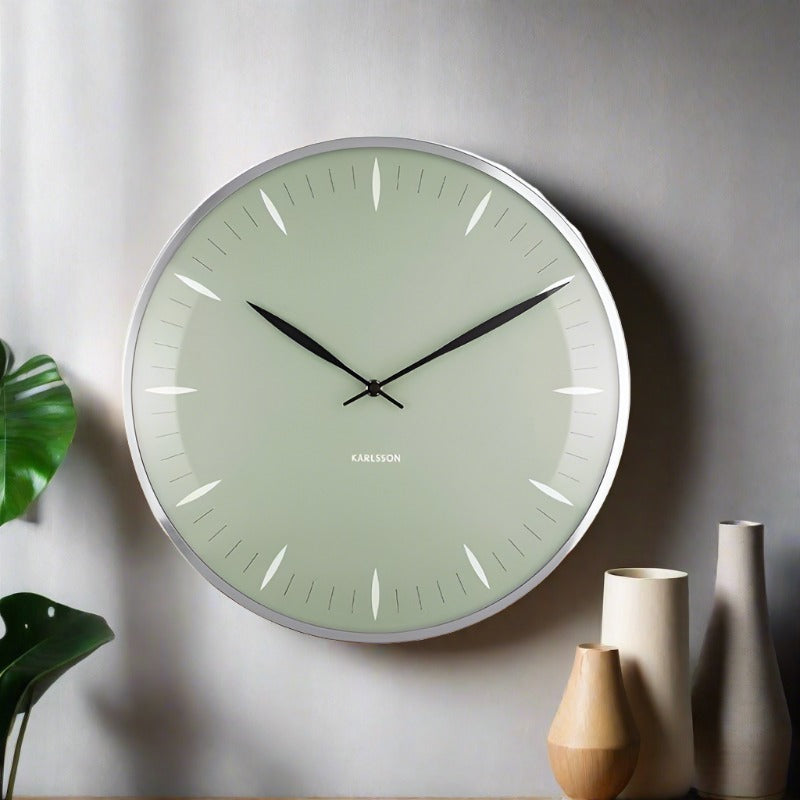 Karlsson Netherlands Dome Leaf Wall Clock 40cm - Jungle Green