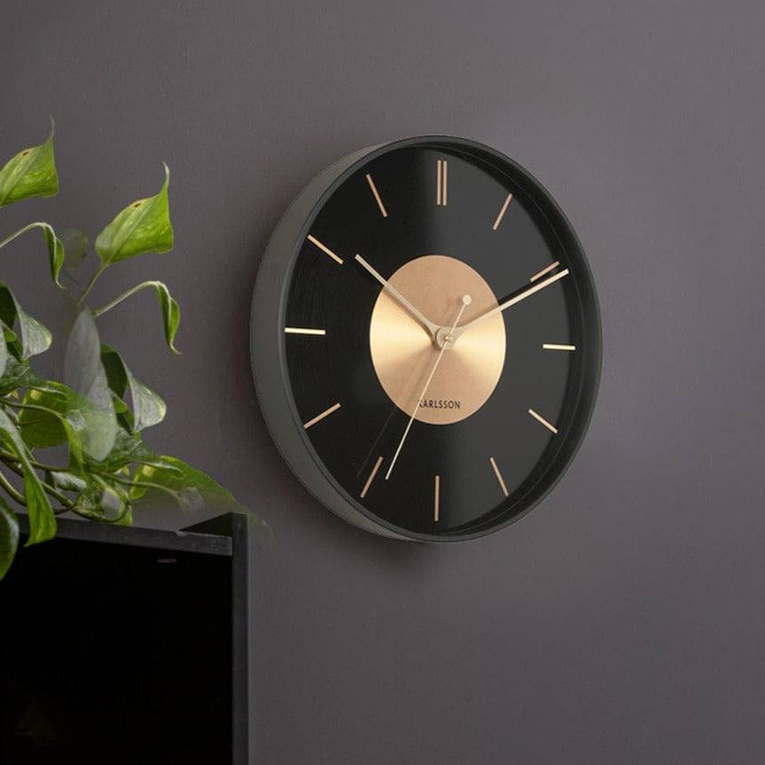 Karlsson Netherlands Gold Disc Wall Clock 35cm - Black Gold