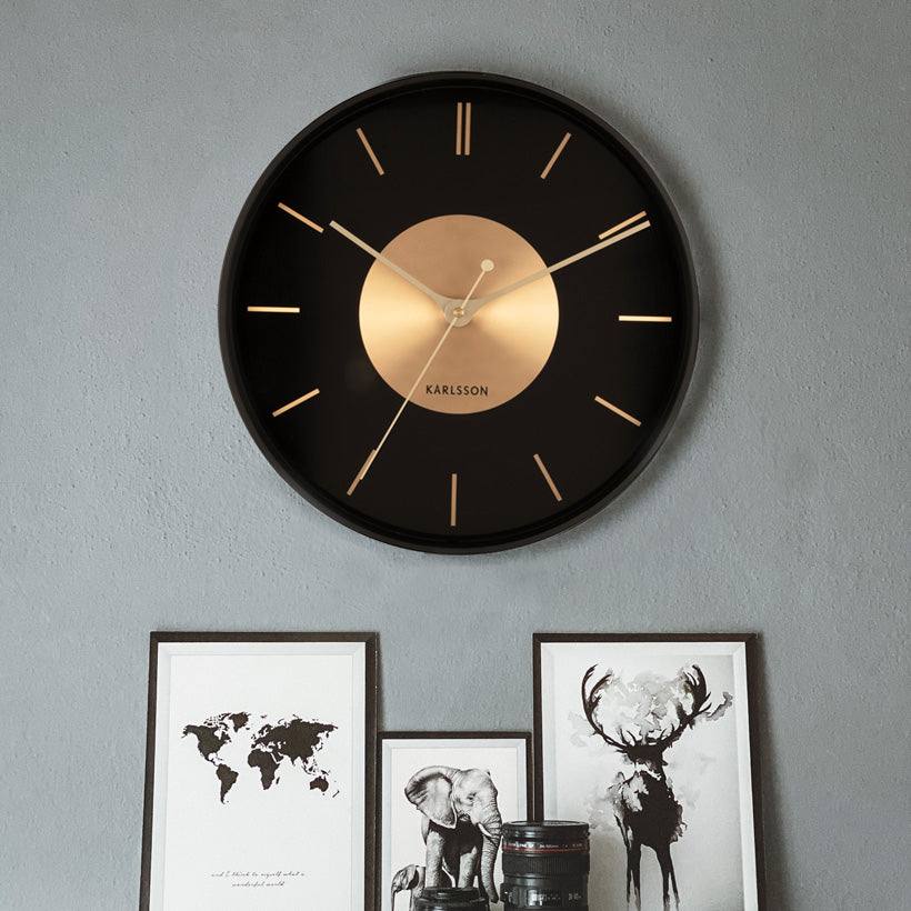 Karlsson Netherlands Gold Disc Wall Clock 35cm - Black Gold