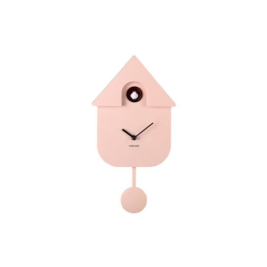 Karlsson Netherlands Modern Cuckoo Pendulum Wall Clock - Soft Pink