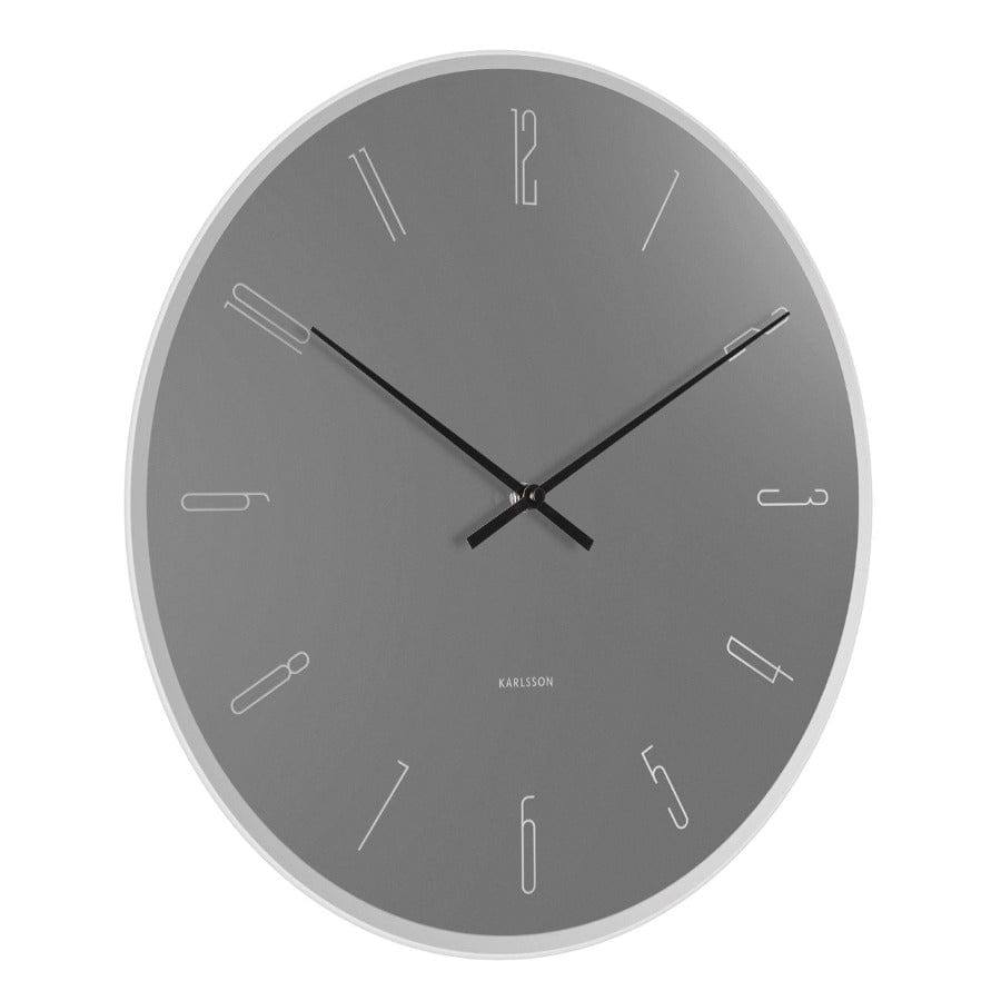 Karlsson Netherlands Numbers Glass Clock 40cm - Grey