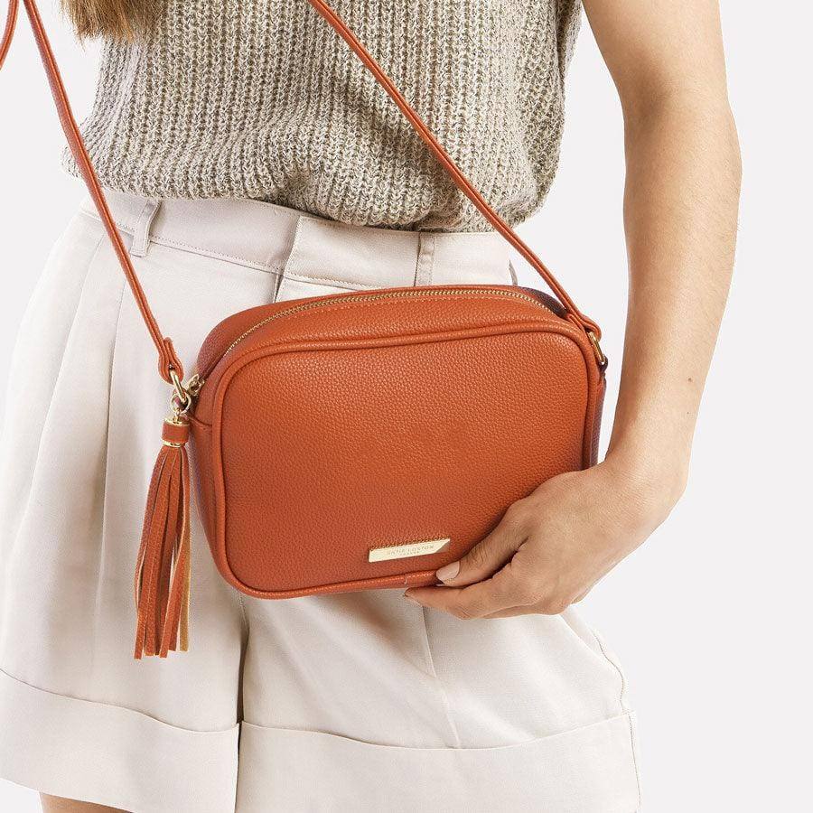 Katie Loxton Sophia Tassel Crossbody Bag Orange Modern Quests