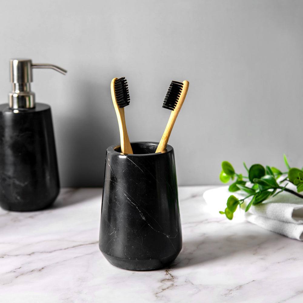Kleine Wolke Carrara Toothbrush Tumbler - Black Marble