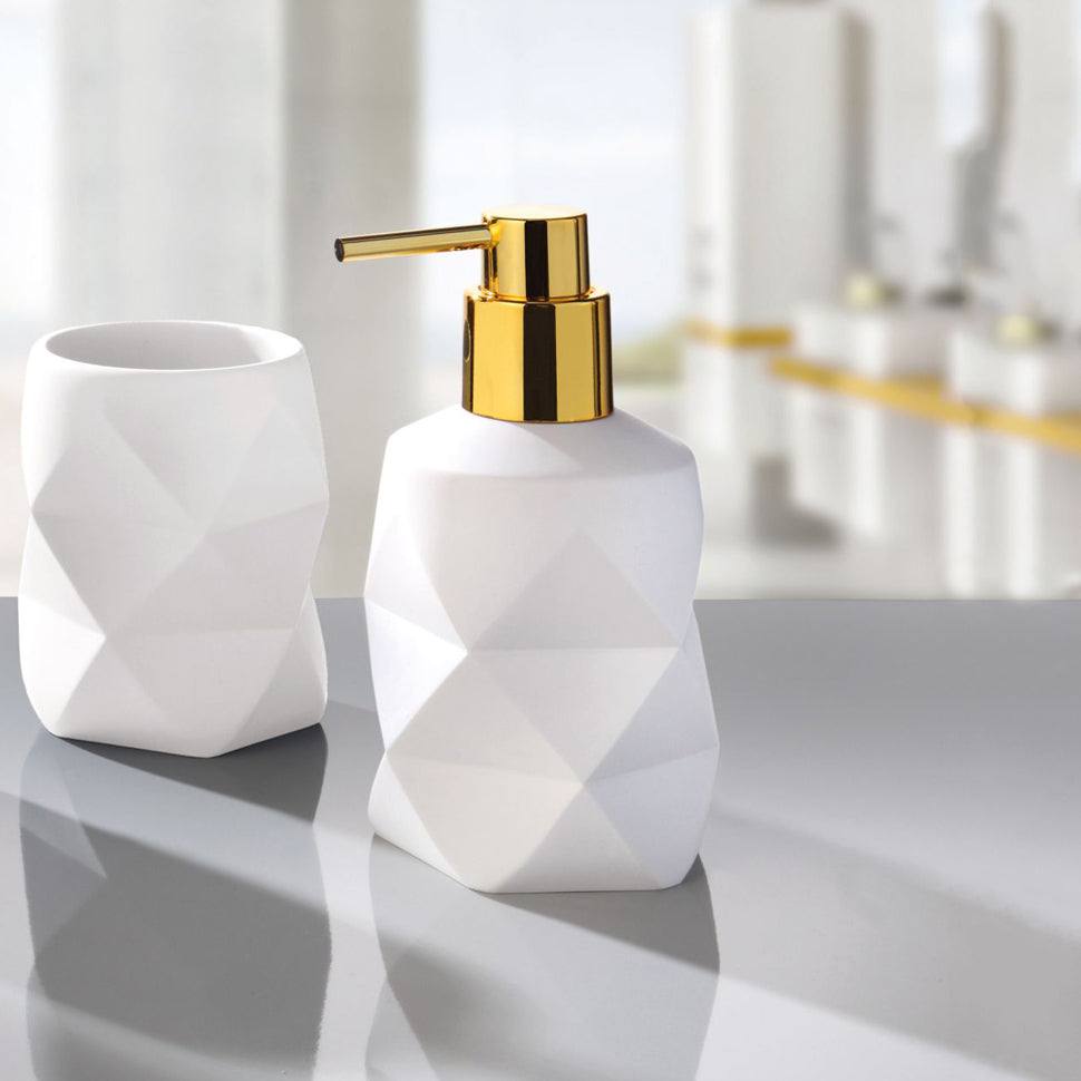 Kleine Wolke Crackle Soap Dispenser - White & Gold