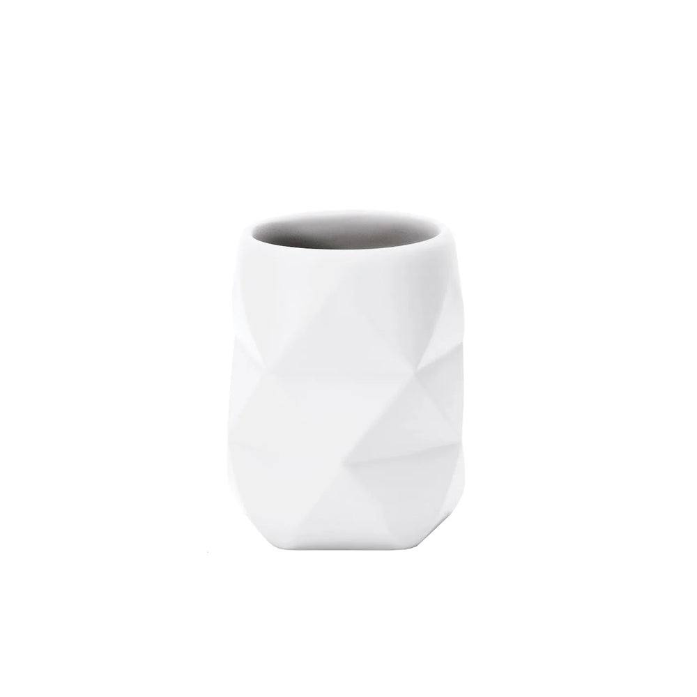 Kleine Wolke Crackle Toothbrush Tumbler - White & Gold
