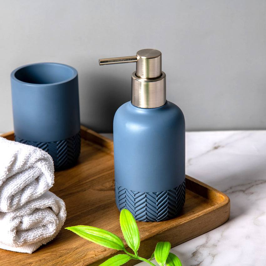 Kleine Wolke Herringbone Soap Dispenser - Stone Blue