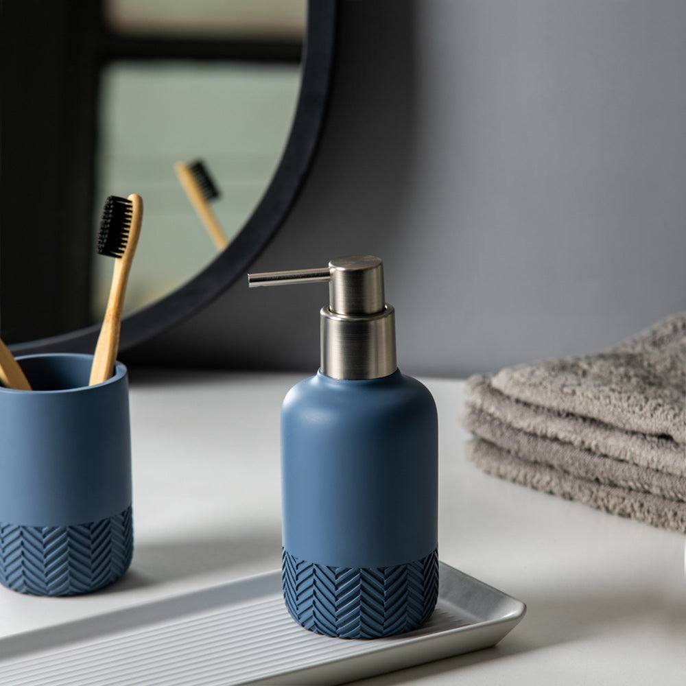 Kleine Wolke Herringbone Soap Dispenser - Stone Blue