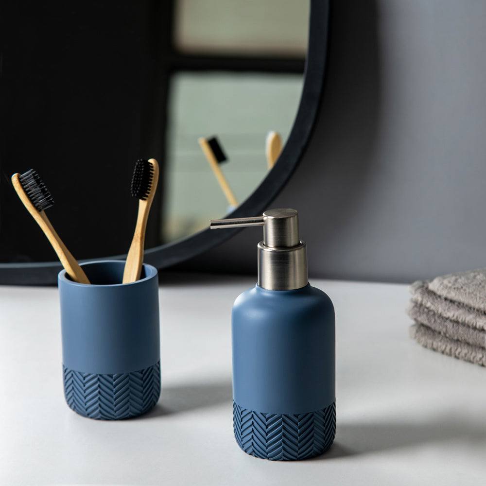 Kleine Wolke Herringbone Soap Dispenser - Stone Blue