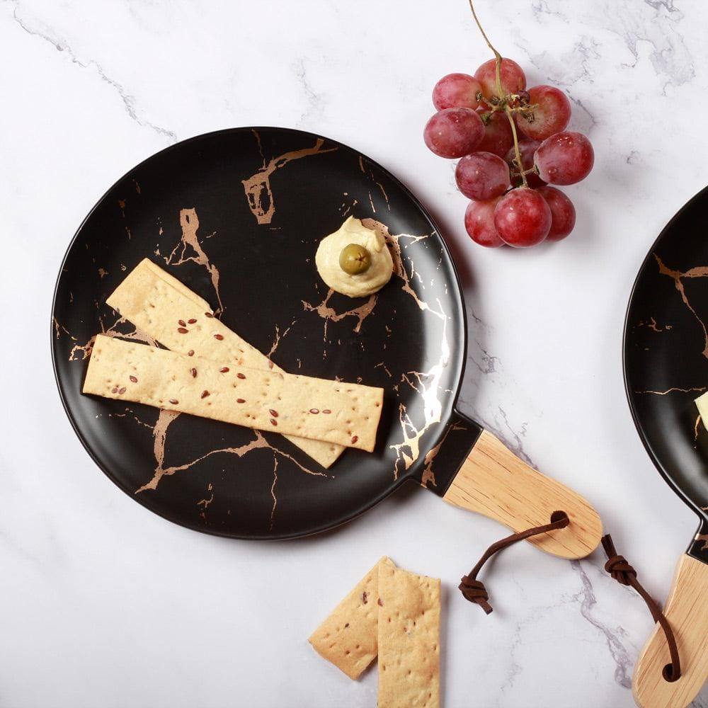Lekoch Tapas Ceramic Serving Paddle - Black Marble