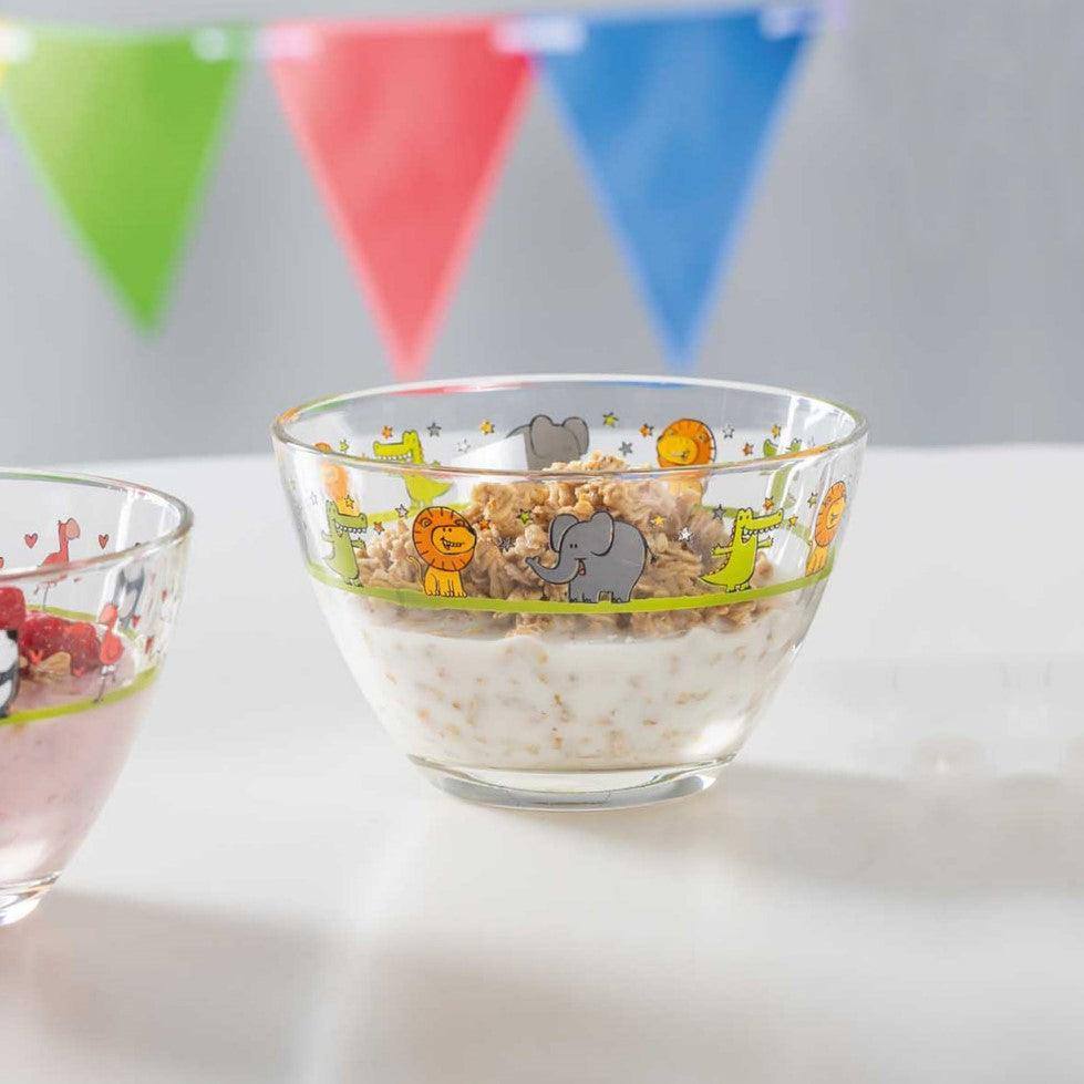 Leonardo Germany Bambini Glass Bowl Medium - Lion Crocodile Elephant