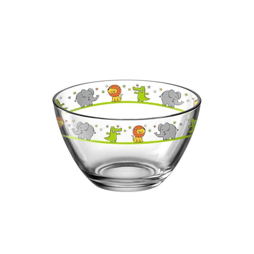 Leonardo Germany Bambini Glass Bowl Medium - Lion Crocodile Elephant