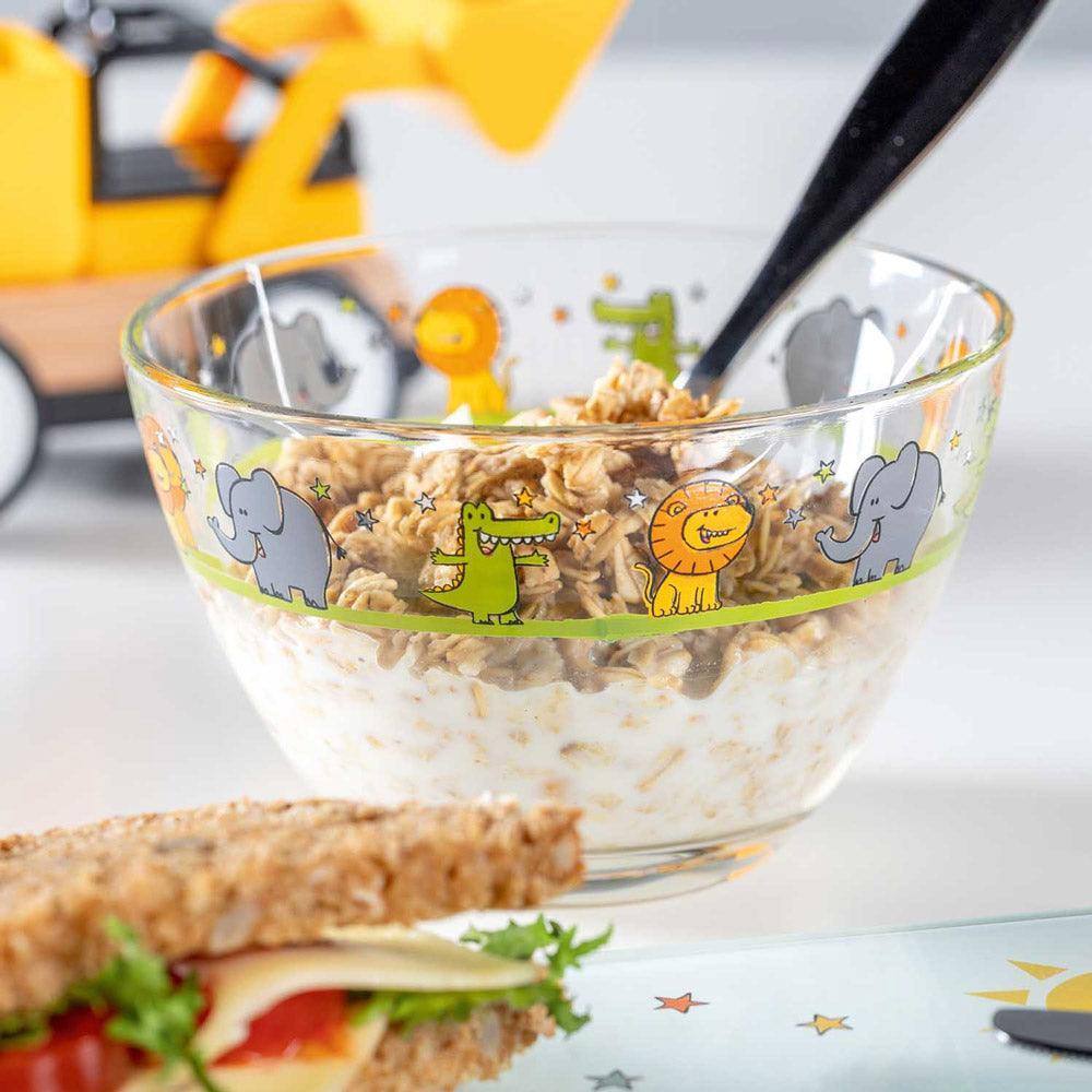 Leonardo Germany Bambini Glass Bowl Medium - Lion Crocodile Elephant