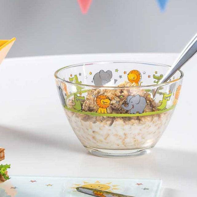 Leonardo Germany Bambini Glass Bowl Medium - Lion Crocodile Elephant