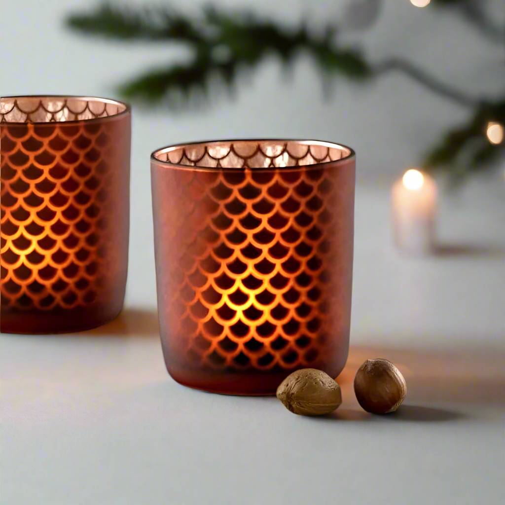 Camminata Tealight Holder Medium - Dark Red