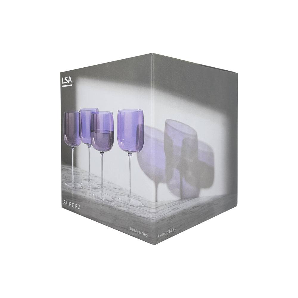 LSA International Aurora Wine Glasses 450ml, Set of 4 - Polar Violet