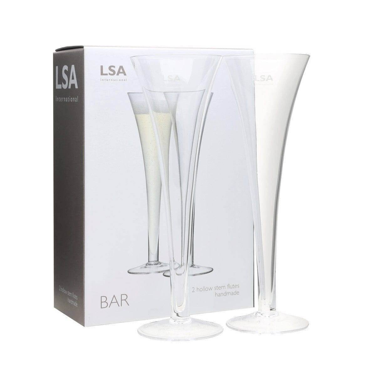 LSA International Hollow Stem Champagne Flutes 200ml, Set of 2