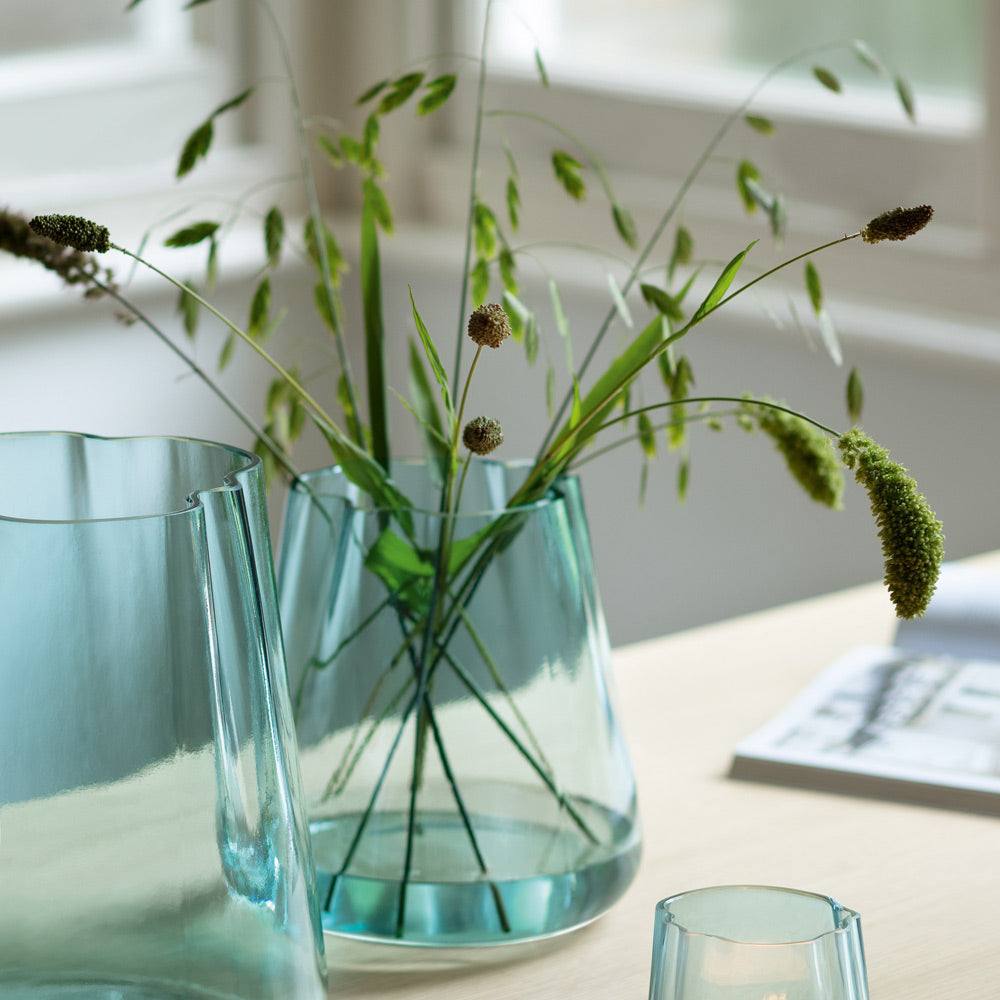 LSA International Lagoon Medium Glass Vase - Sea Green