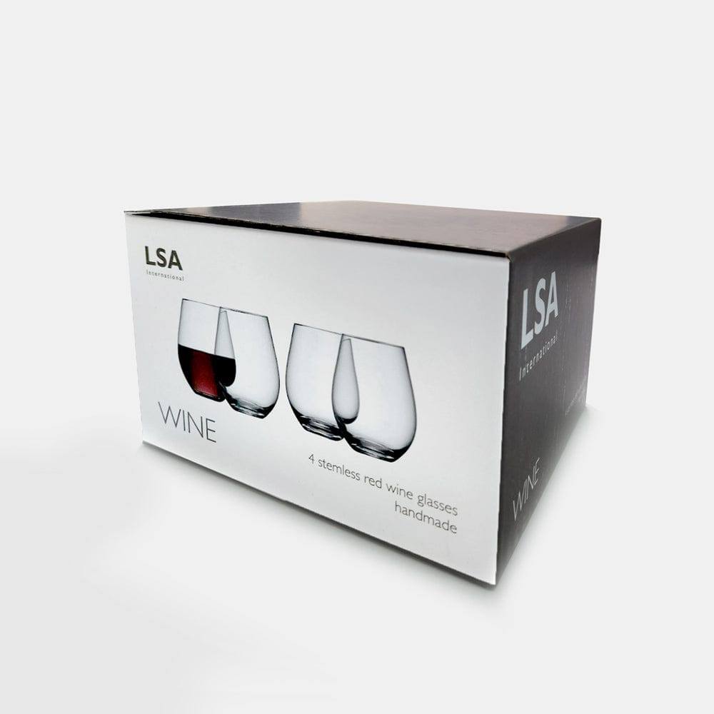 LSA International Wine Collection Stemless Red Wine Glasses 530ml, Set of 4