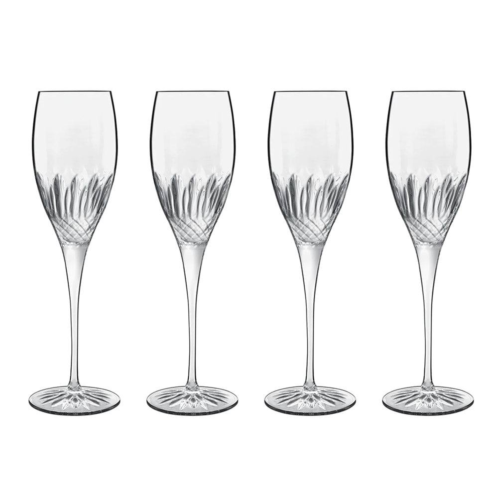 Luigi Bormioli Diamante Champagne Glasses 220ml, Set of 4