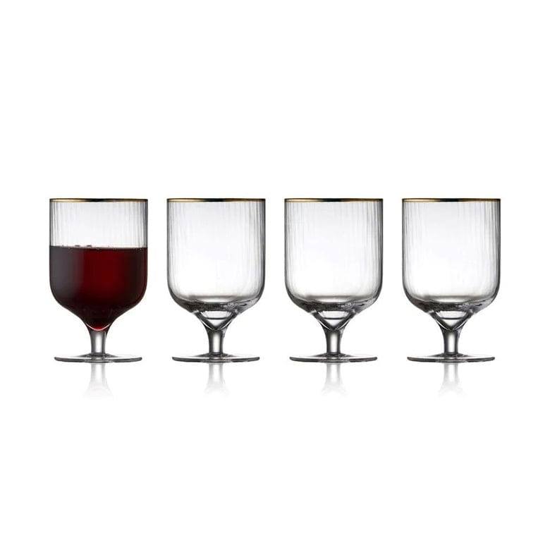 Lyngby Glas Palermo Gold Wine Glasses 300ml, Set of 4