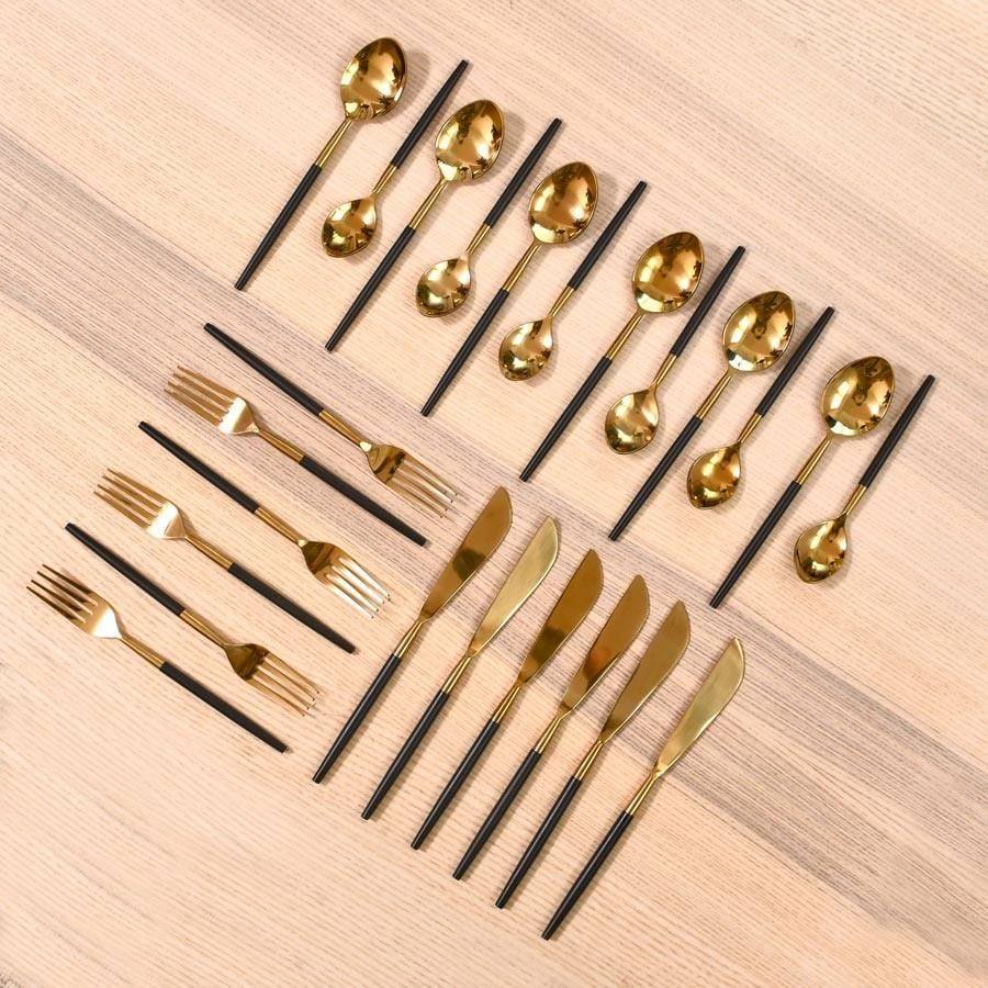 Mason Home Deux 24-Piece Cutlery Set - Black Gold