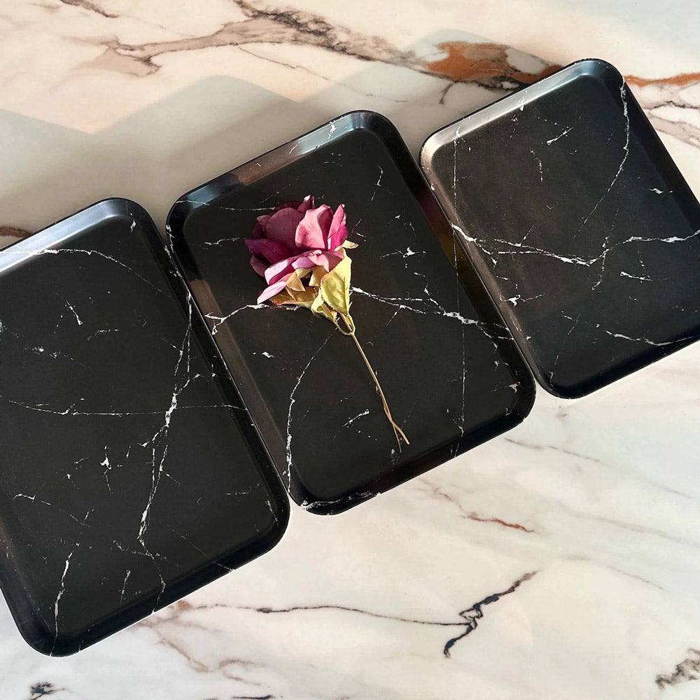 Mason Home Nova Serving Trays, Set of 3 - Marble Black