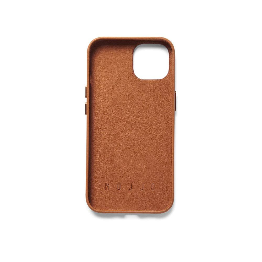 Mujjo Full Leather Wallet Case for iPhone 15 - Light Tan