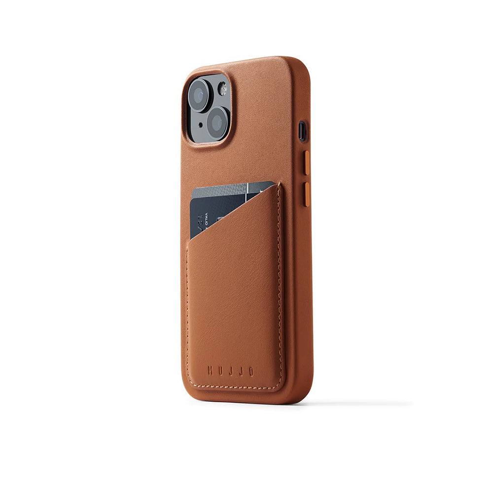 Mujjo Full Leather Wallet Case for iPhone 15 - Light Tan