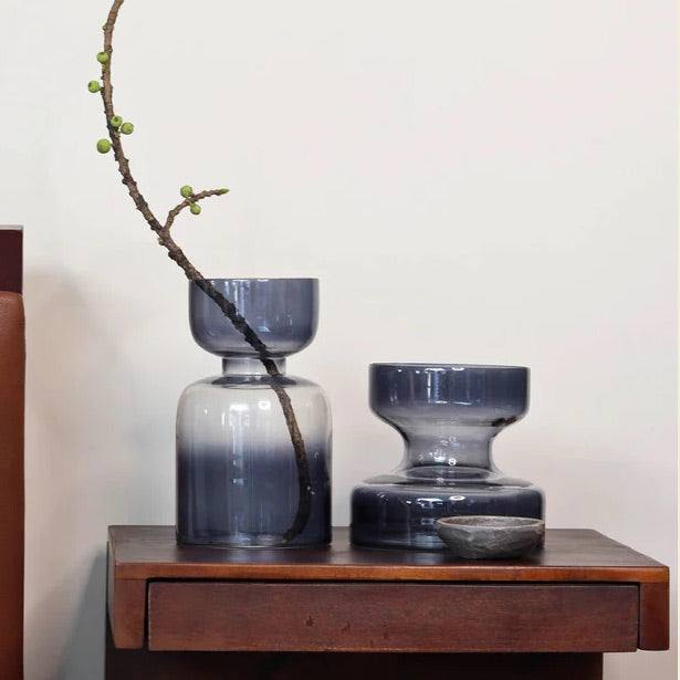Muun Home Glass Vases, Set of 2 - Slate Grey