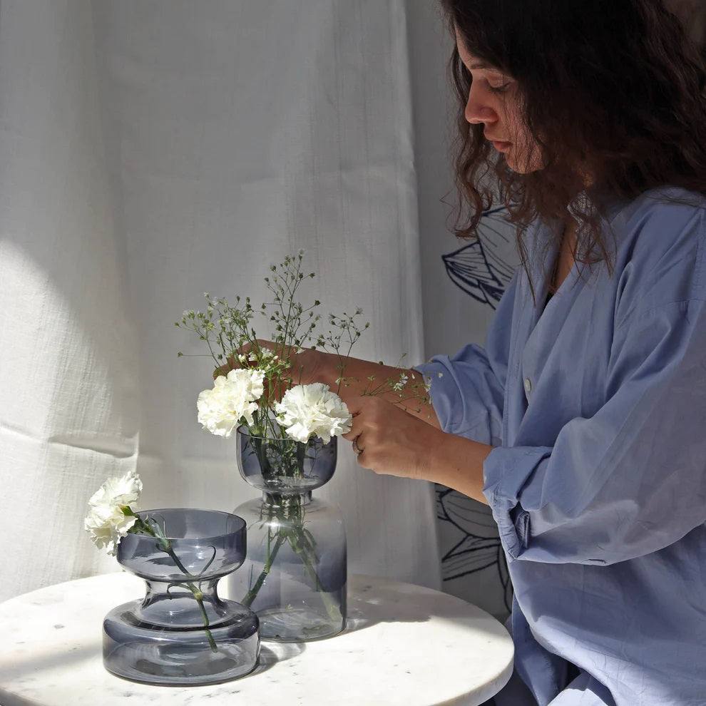 Muun Home Glass Vases, Set of 2 - Slate Grey