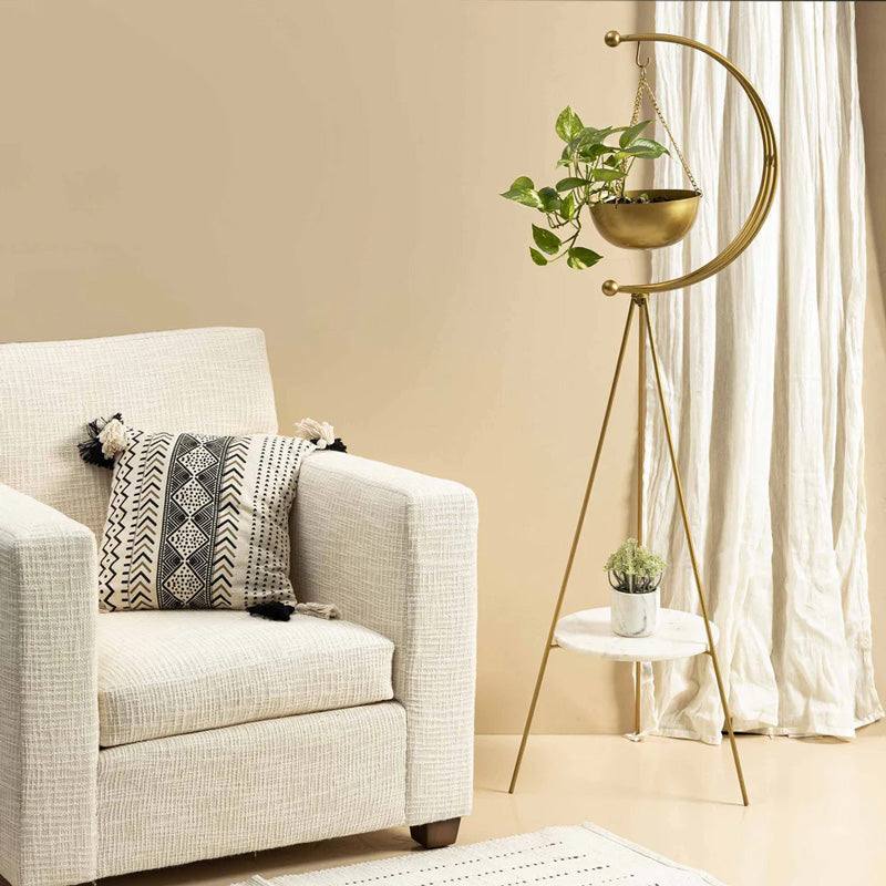 Muun Home Standing Tripod Planter Large - Gold & White Marble