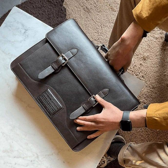 Nappa Dori Norman Laptop Bag - Dark Brown
