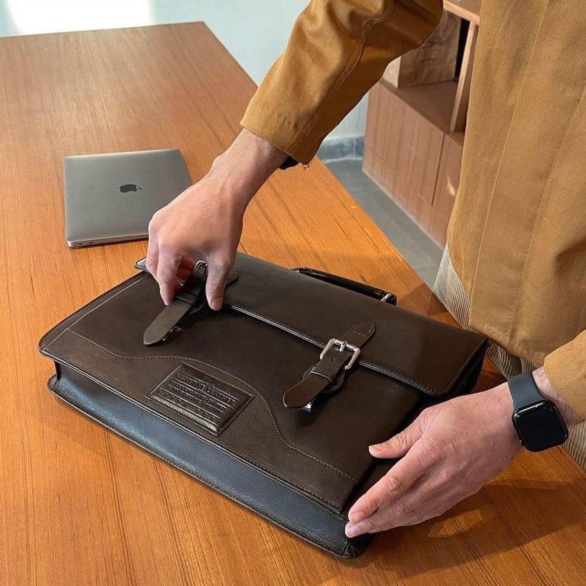 Nappa Dori Norman Laptop Bag - Dark Brown