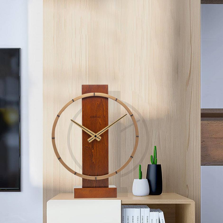 Nextime Carl Wooden Table Clock - Brown