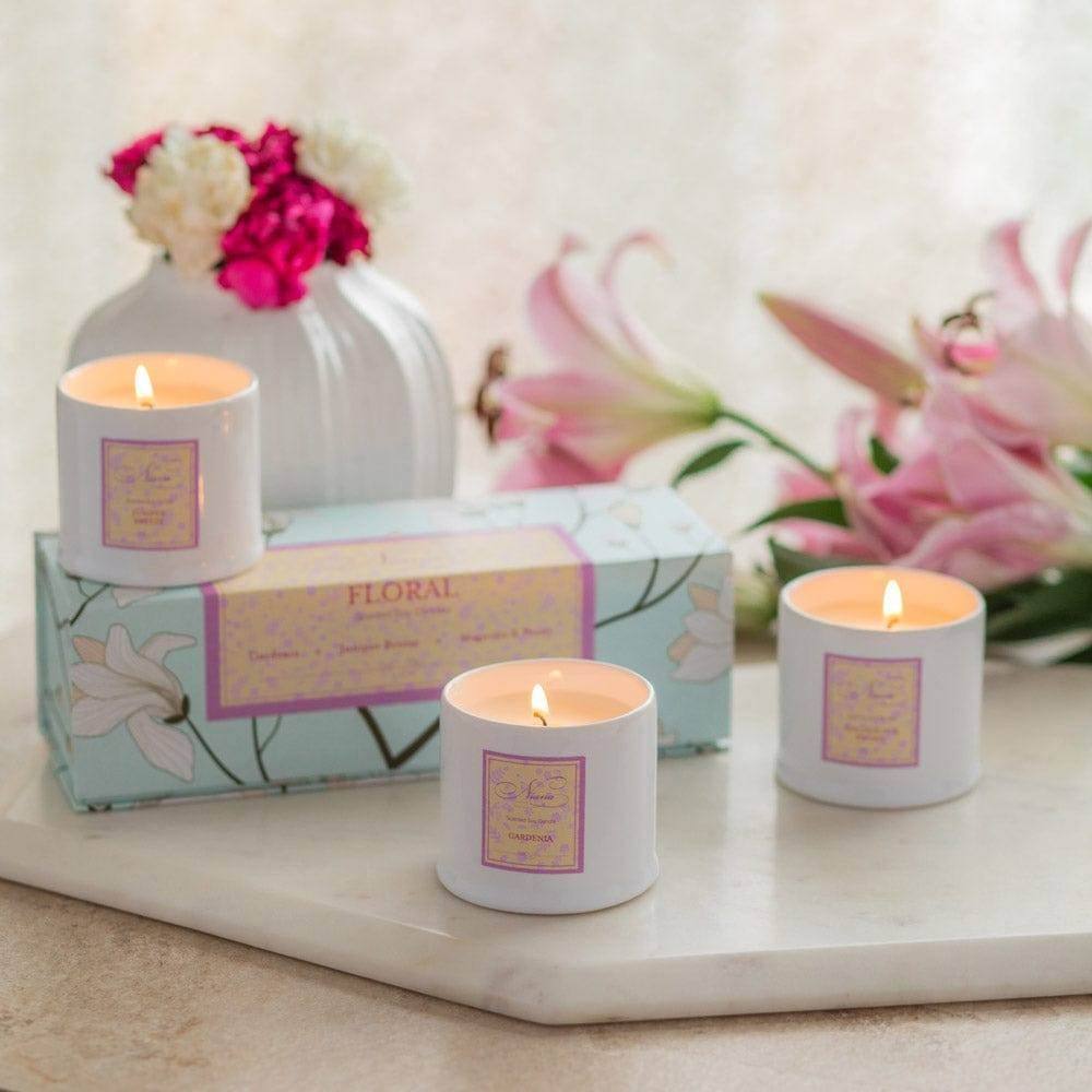 Nguyen Elegant-Luminous-Scented Flower candles-Set of 3 candles