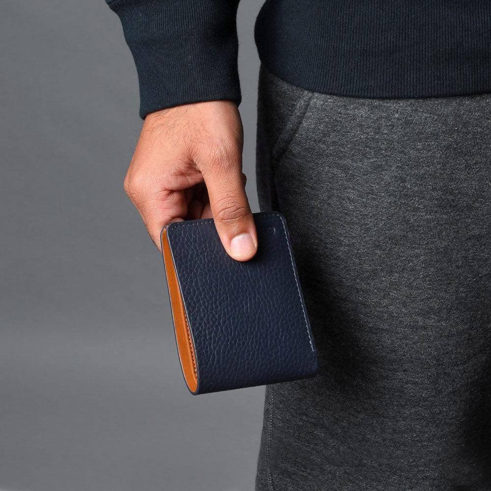 Outback Bi-Fold Leather Wallet - Navy