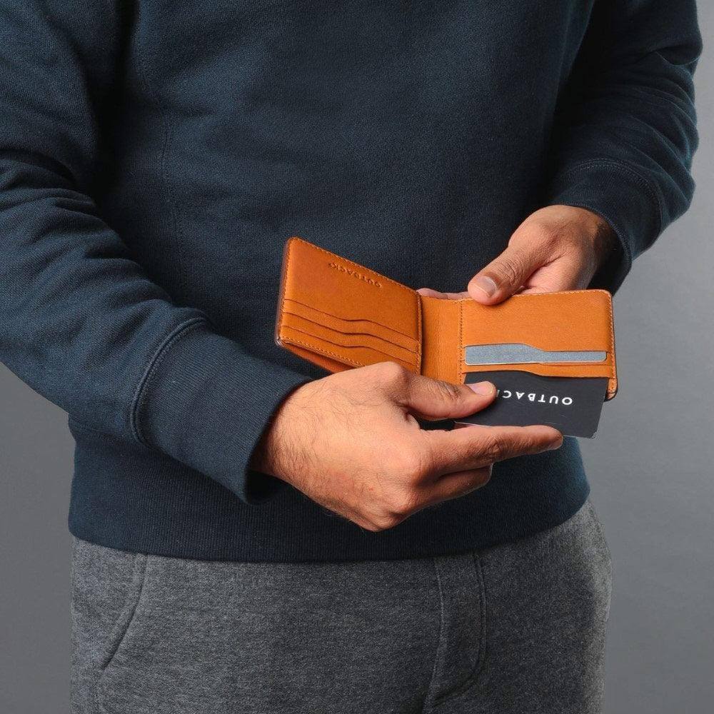 Outback Bi-Fold Leather Wallet - Navy