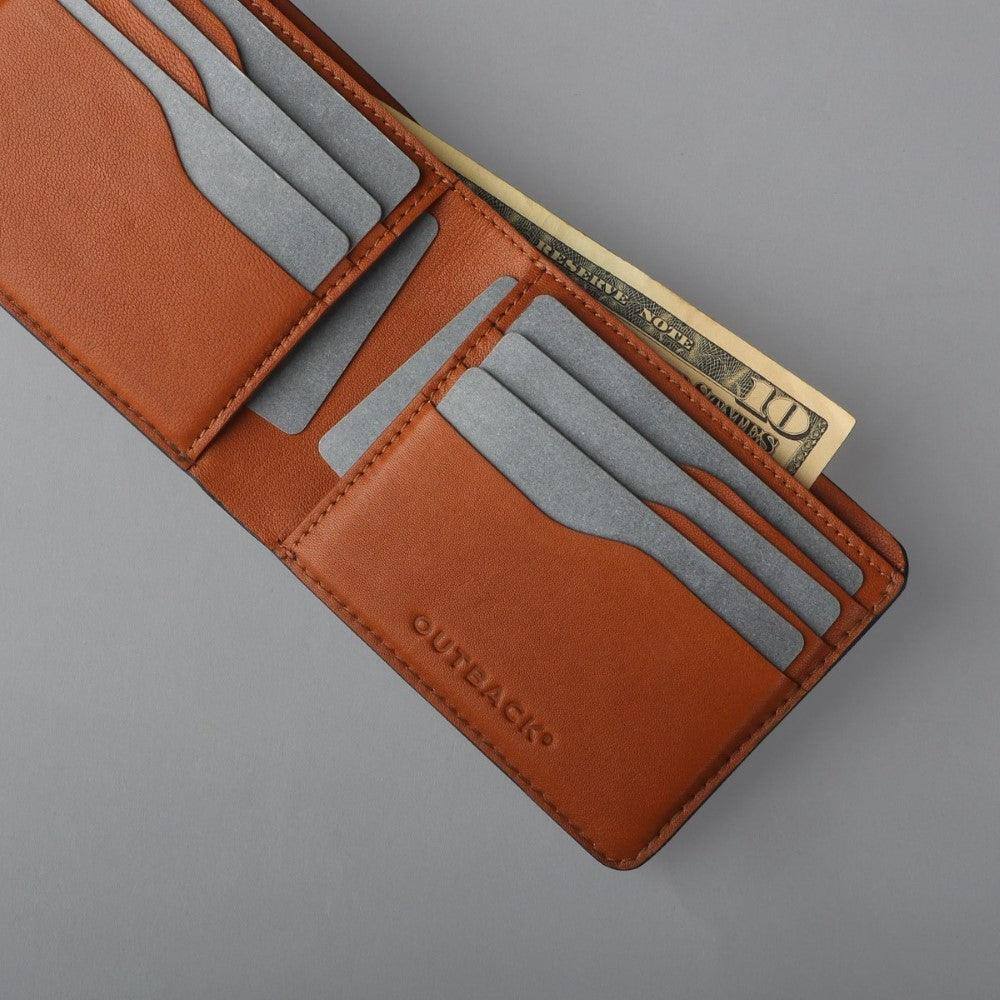 Outback Bi-Fold Leather Wallet - Navy