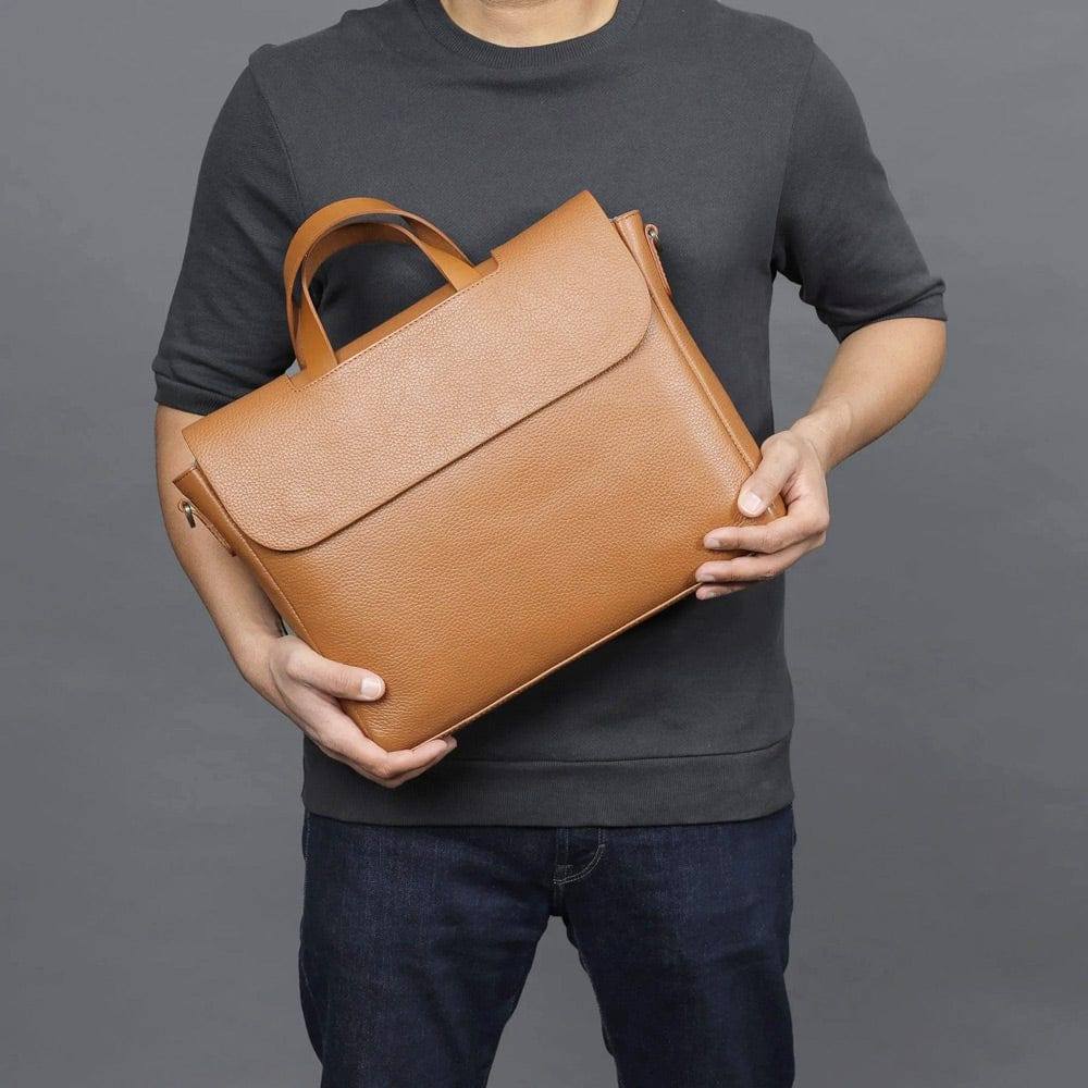Outback Muse Leather Briefcase - Tan