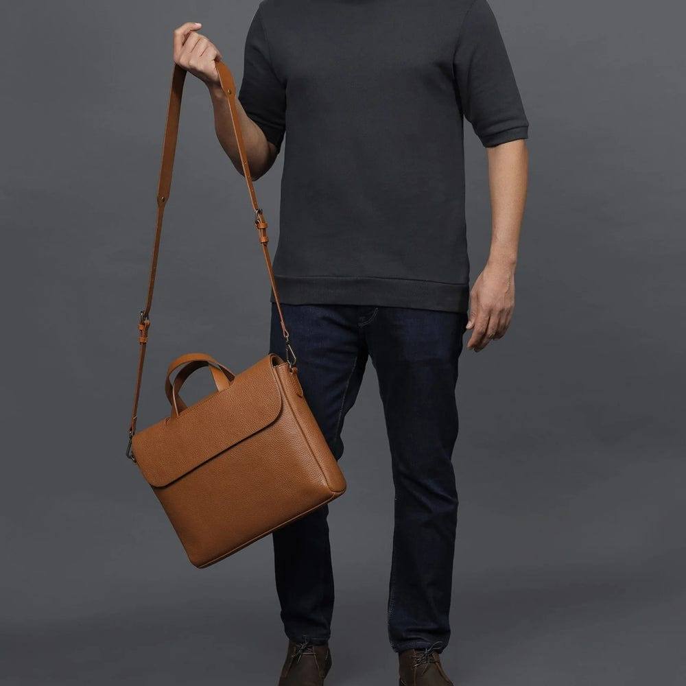 Outback Muse Leather Briefcase - Tan
